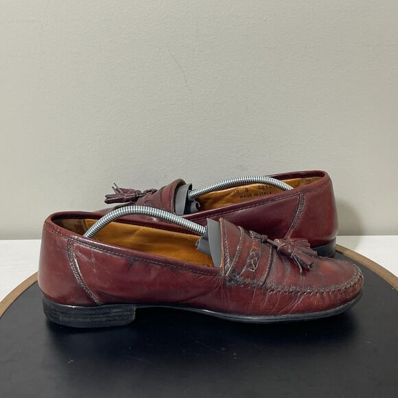 Florsheim Mens Tassel Loafers Burgundy Leather Made in Italy 10 D Dress Shoe main image 5